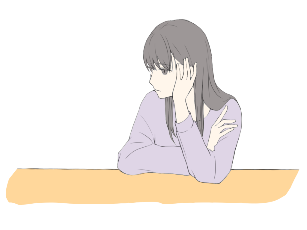 頬杖をつく女性